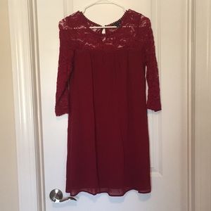 Wine Lacey Swing Dress